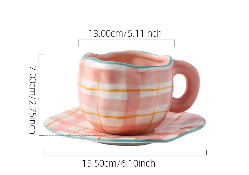 Hand-painted saucer mug set