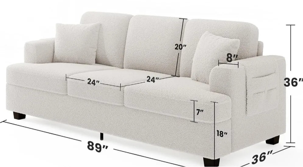 Modern Sofa with Throw Pillows