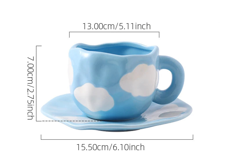 Hand-painted saucer mug set