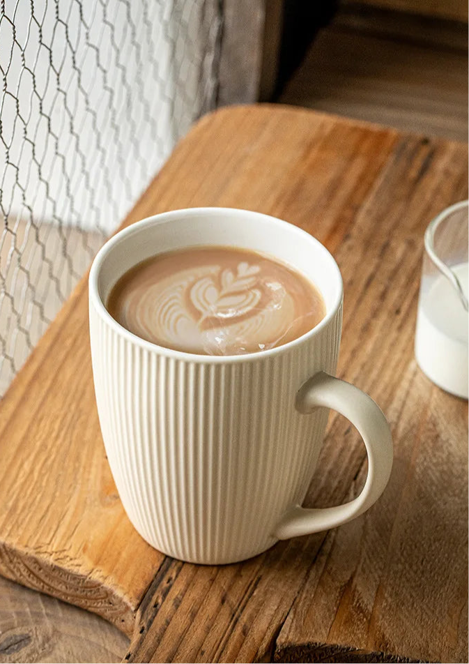 Vertical striped ceramic mug