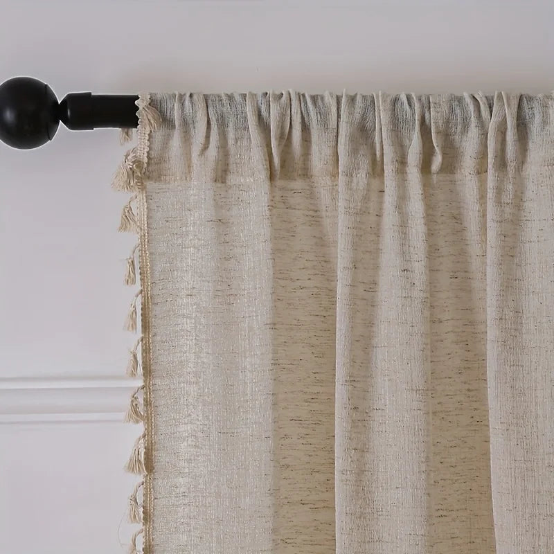 Natural semi sheer curtain