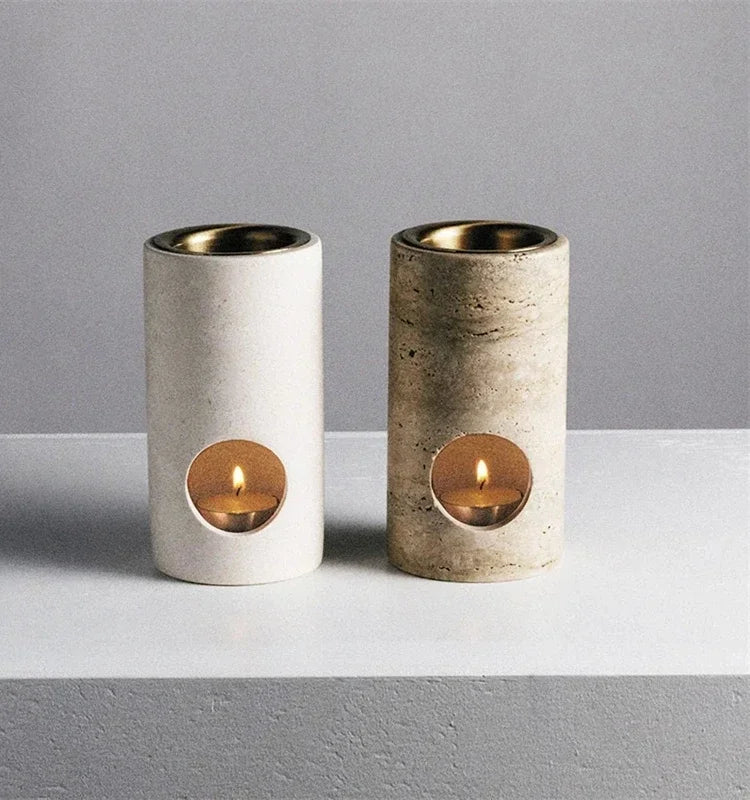 Turkish Travertine Stone Cylinder Essential Oil Burner