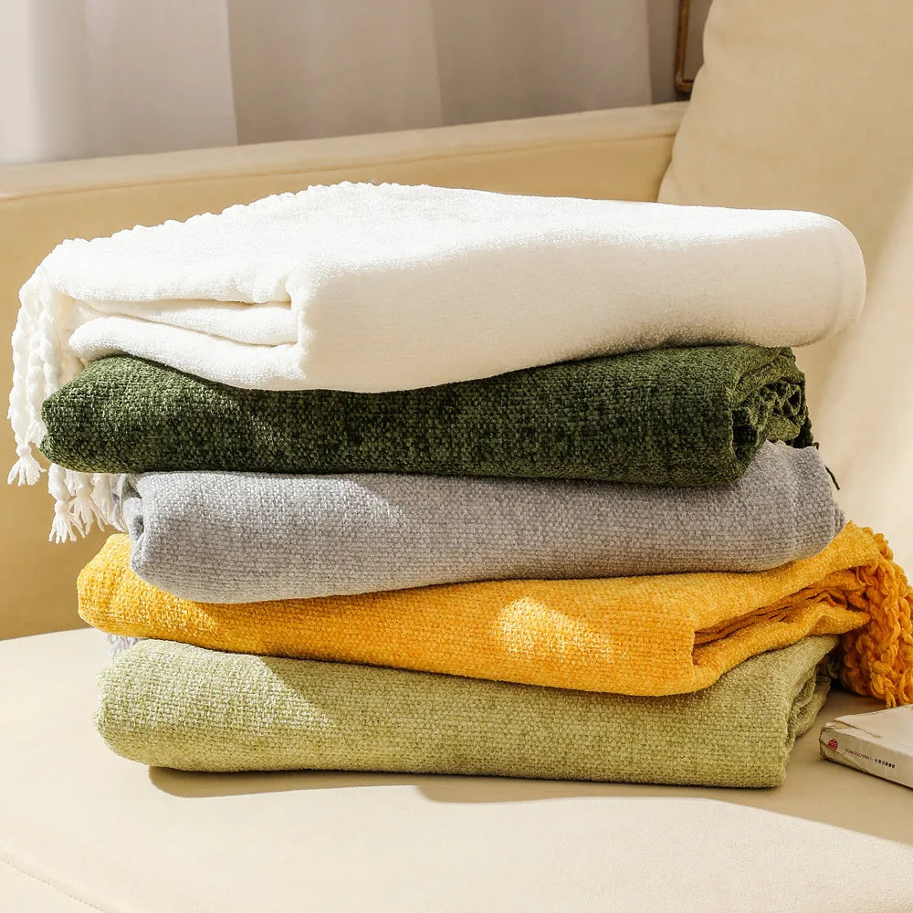 Chenille throw blanket