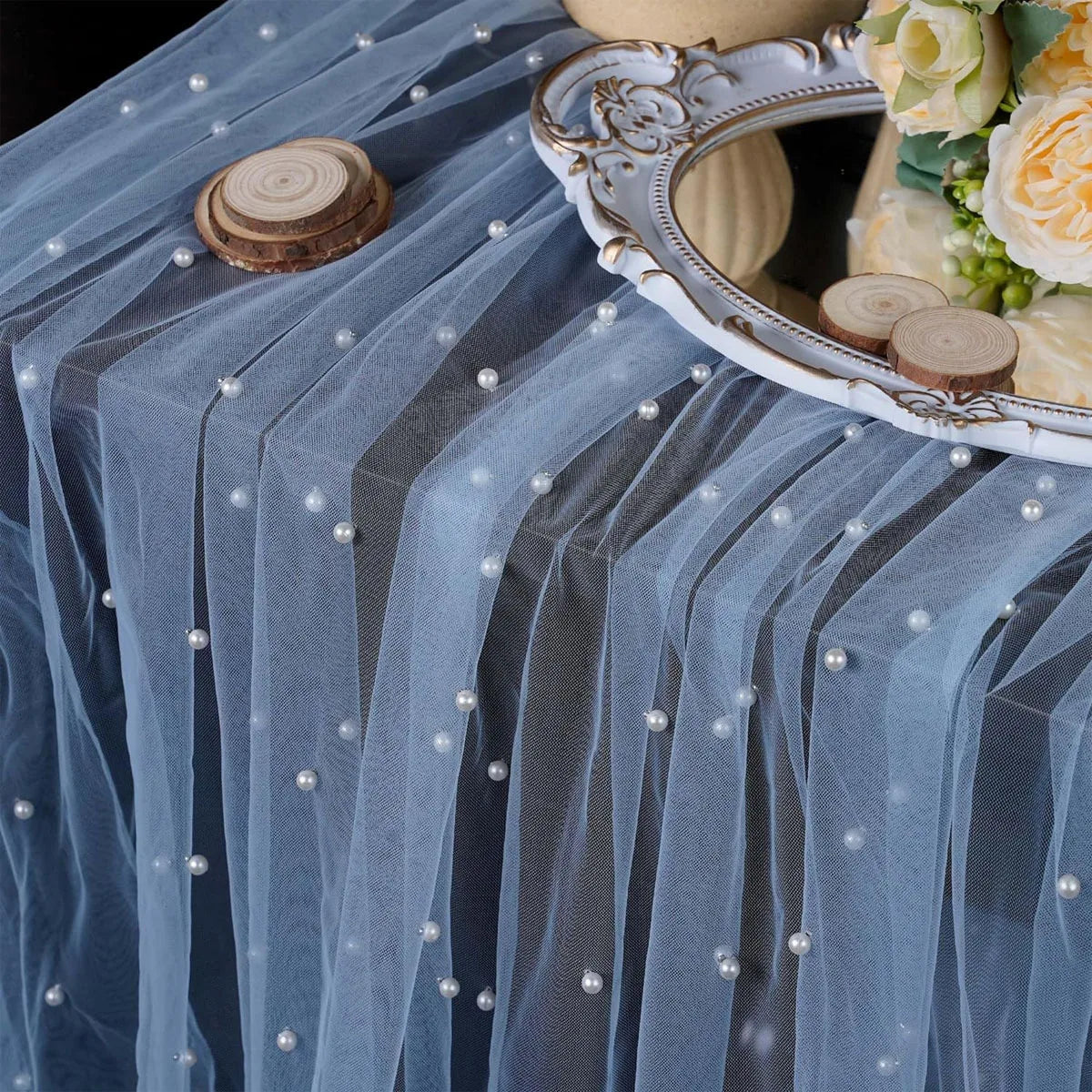 Pearl Semi-Sheer Gauze Table Runner