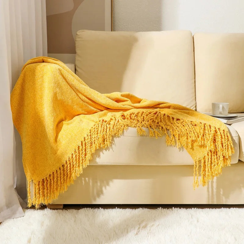 Chenille throw blanket
