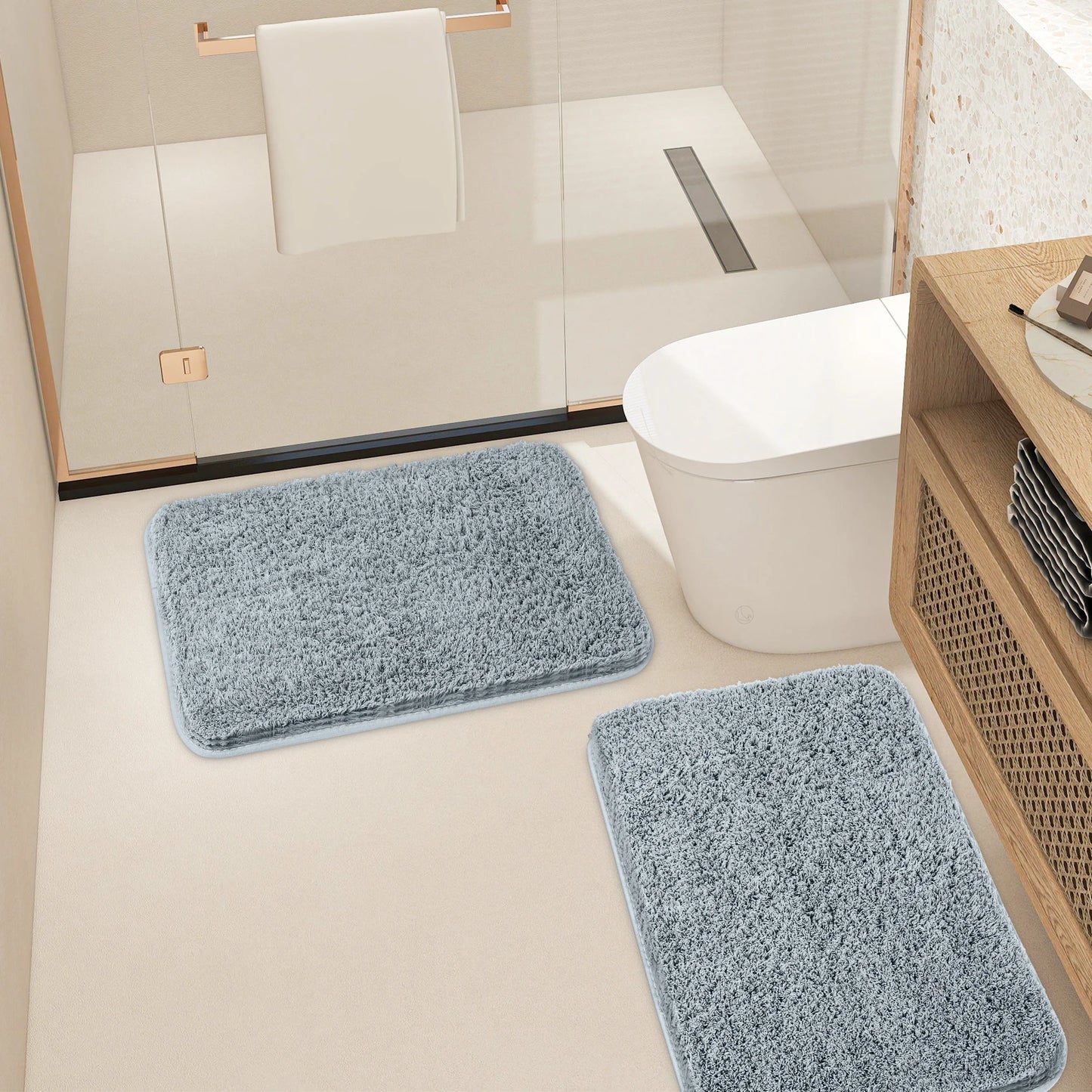 Microfiber fluffy bathroom mat