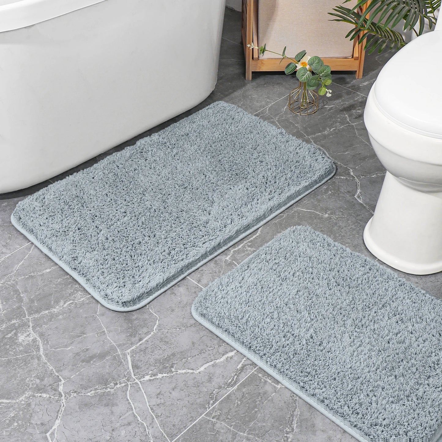 Microfiber fluffy bathroom mat