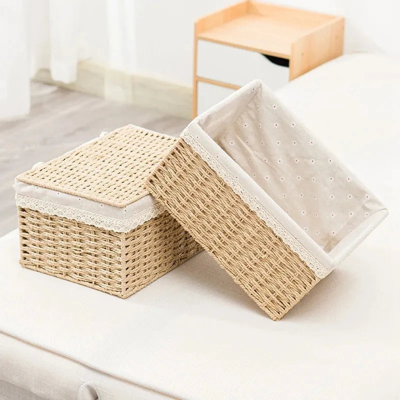 Rattan storage basket