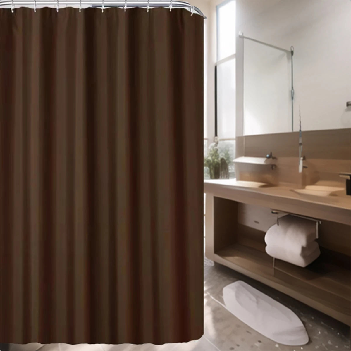 Coffee waterproof shower curtain