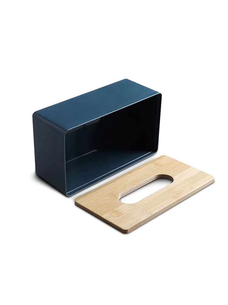 Wood covered tissue holder