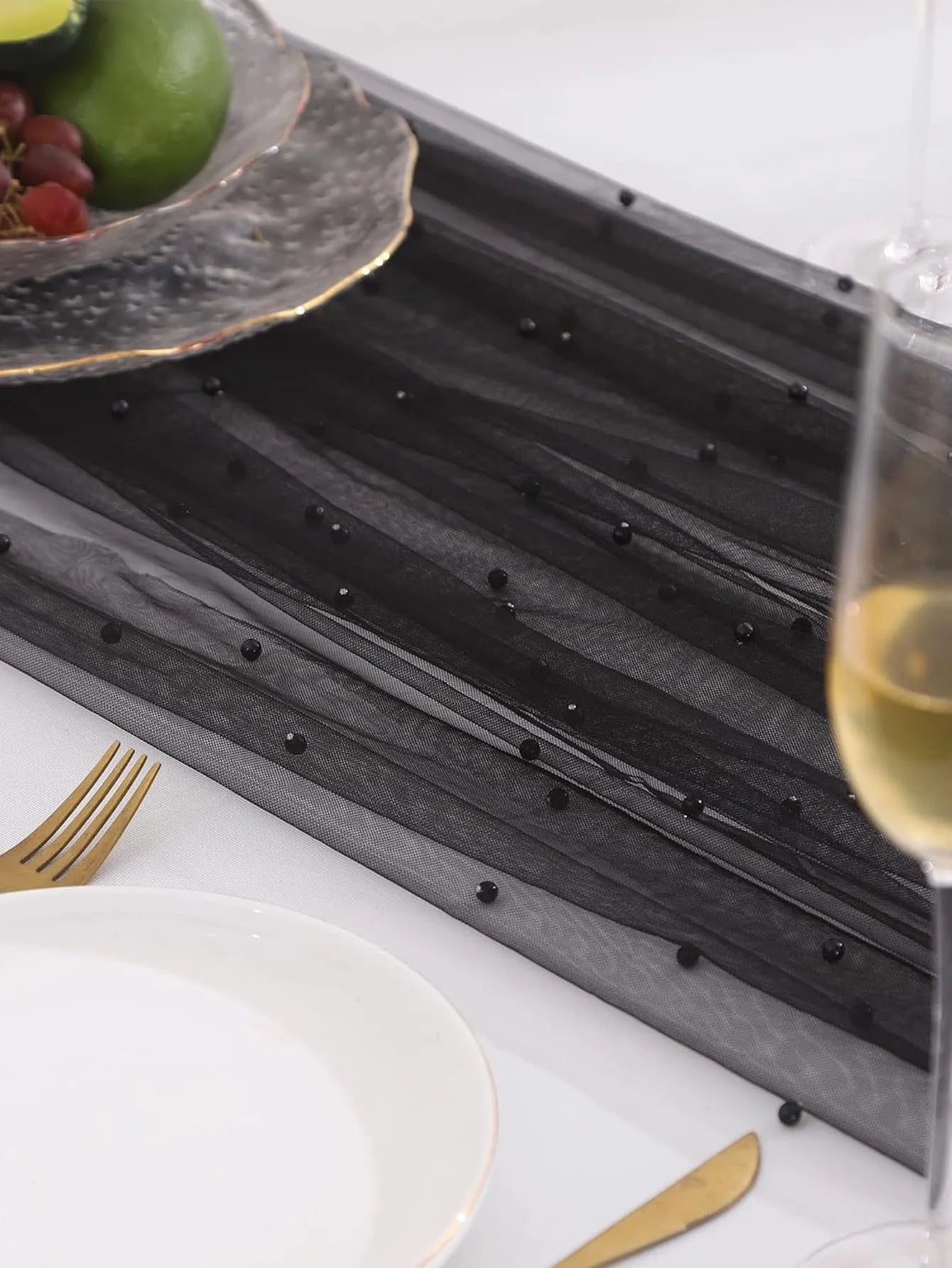 Pearl Semi-Sheer Gauze Table Runner