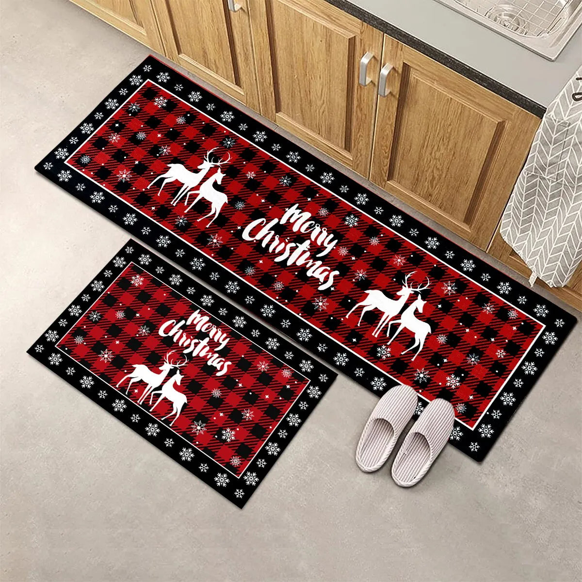 Plaid Christmas Tree Floor Mat