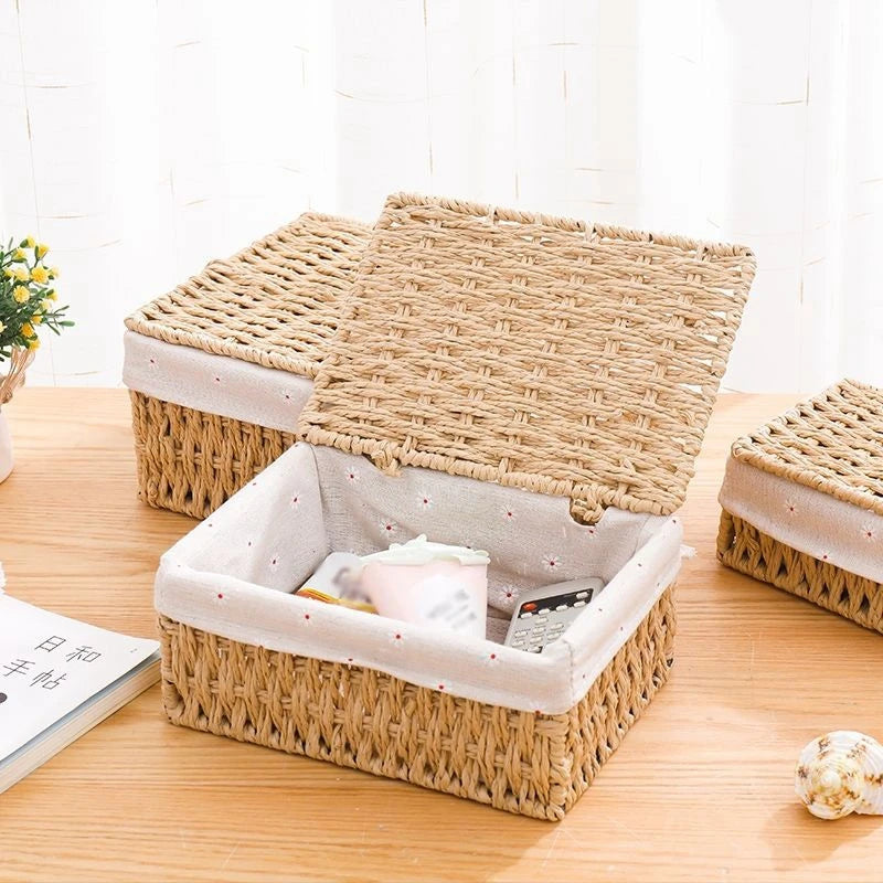 Rattan storage basket