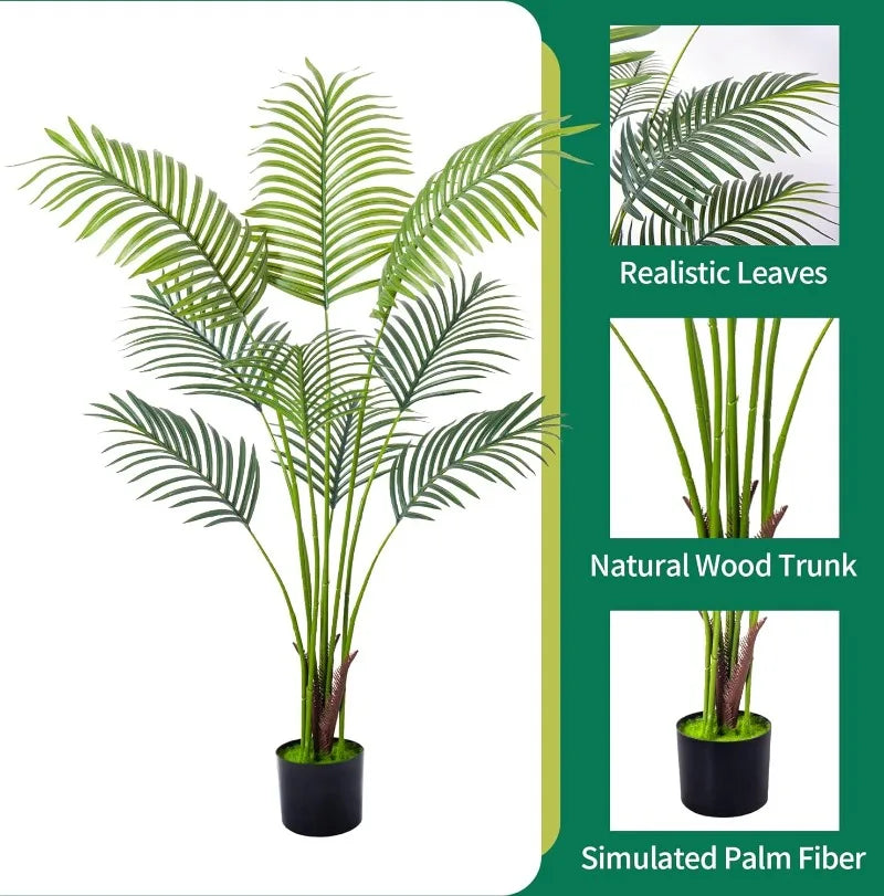 Artificial Golden Cane Palm Tree Faux Plant