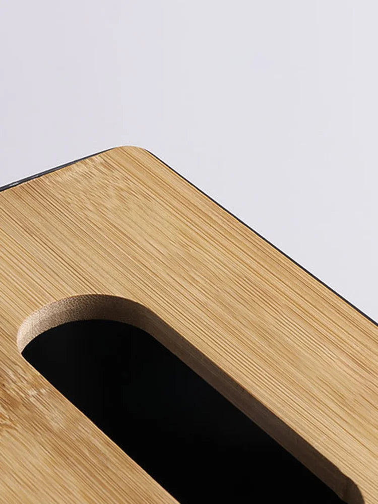Wood covered tissue holder