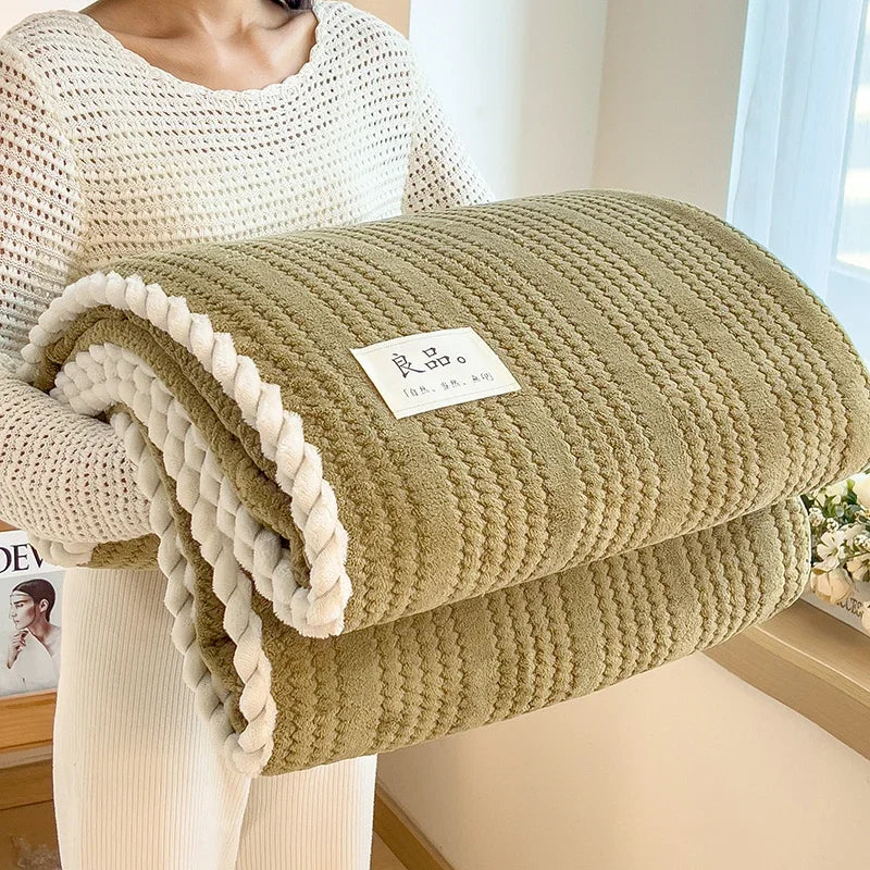 Solid Striped Throw Blanket