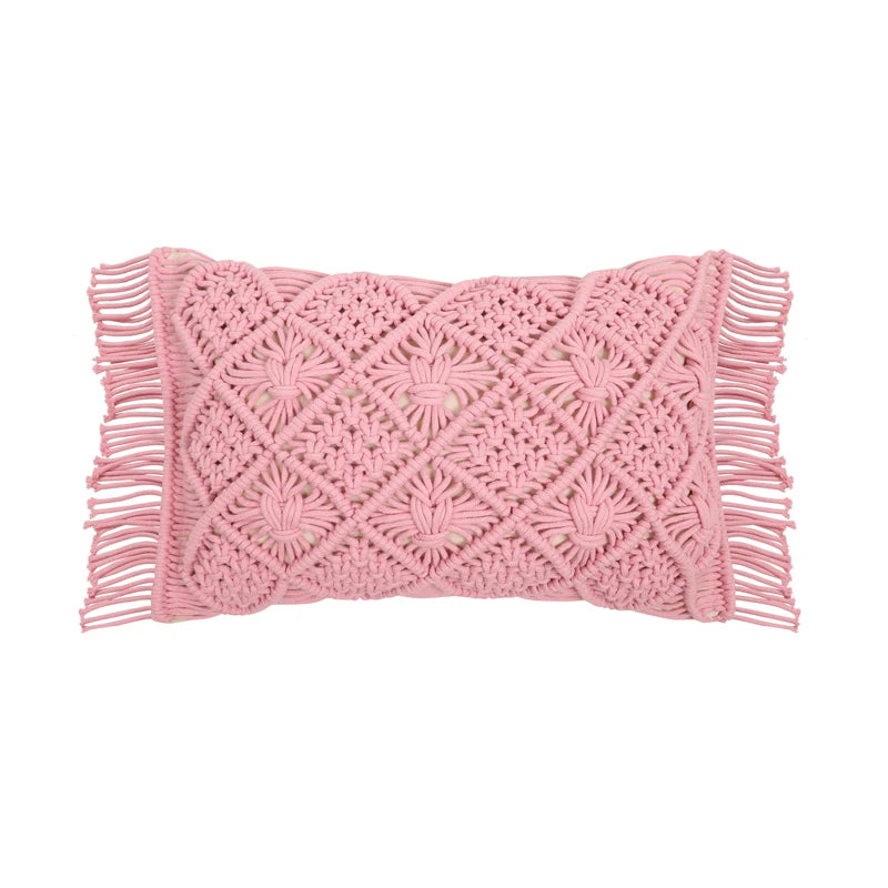 Pink hand woven pillow cover