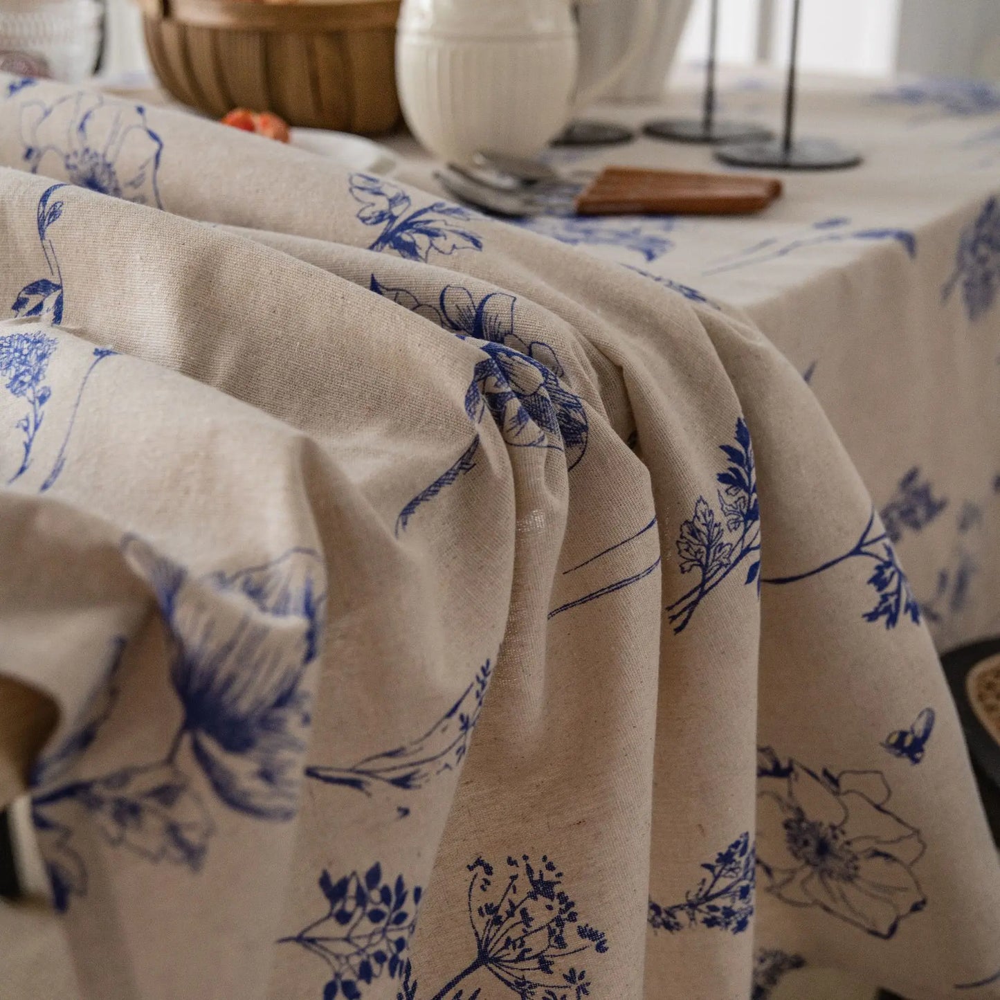 Linen floral tablecloth