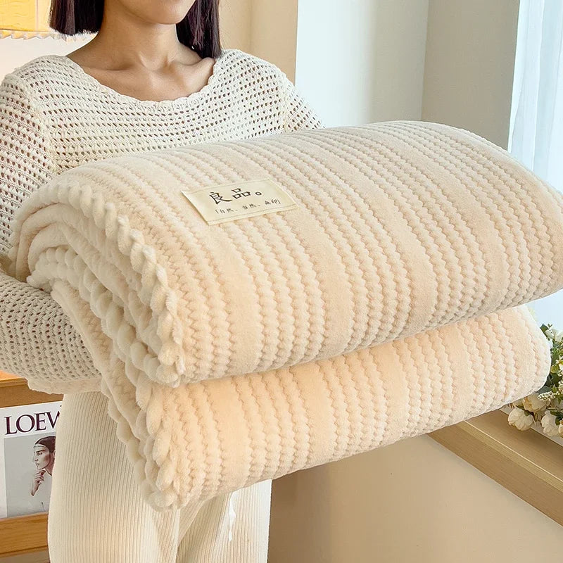 Solid Striped Throw Blanket