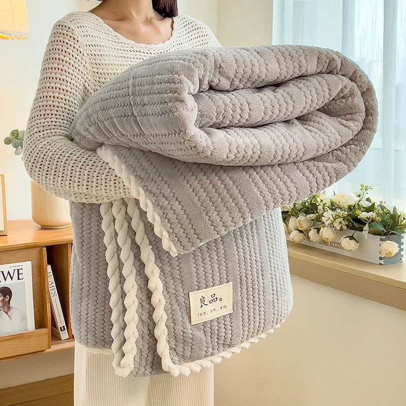 Solid Striped Throw Blanket