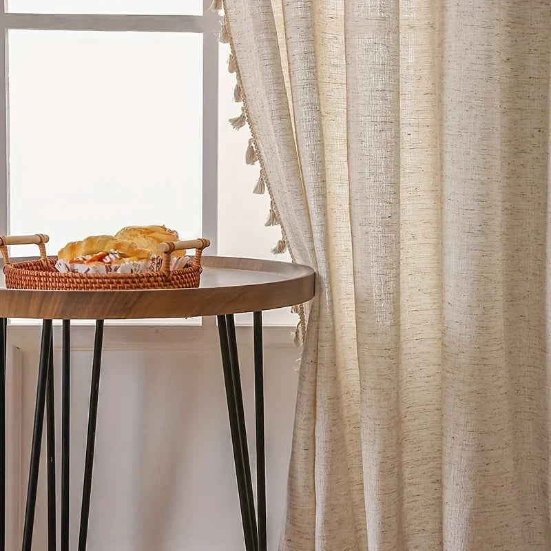 Natural semi sheer curtain