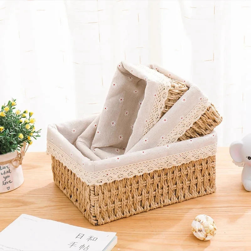 Rattan storage basket
