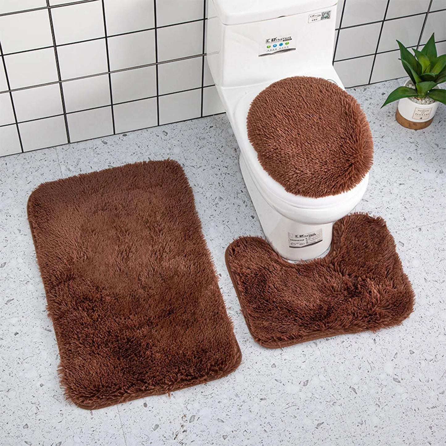 Soft 3 piece bathroom mat set