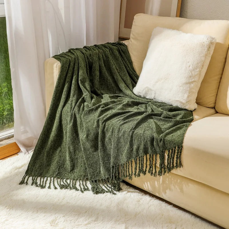Chenille throw blanket