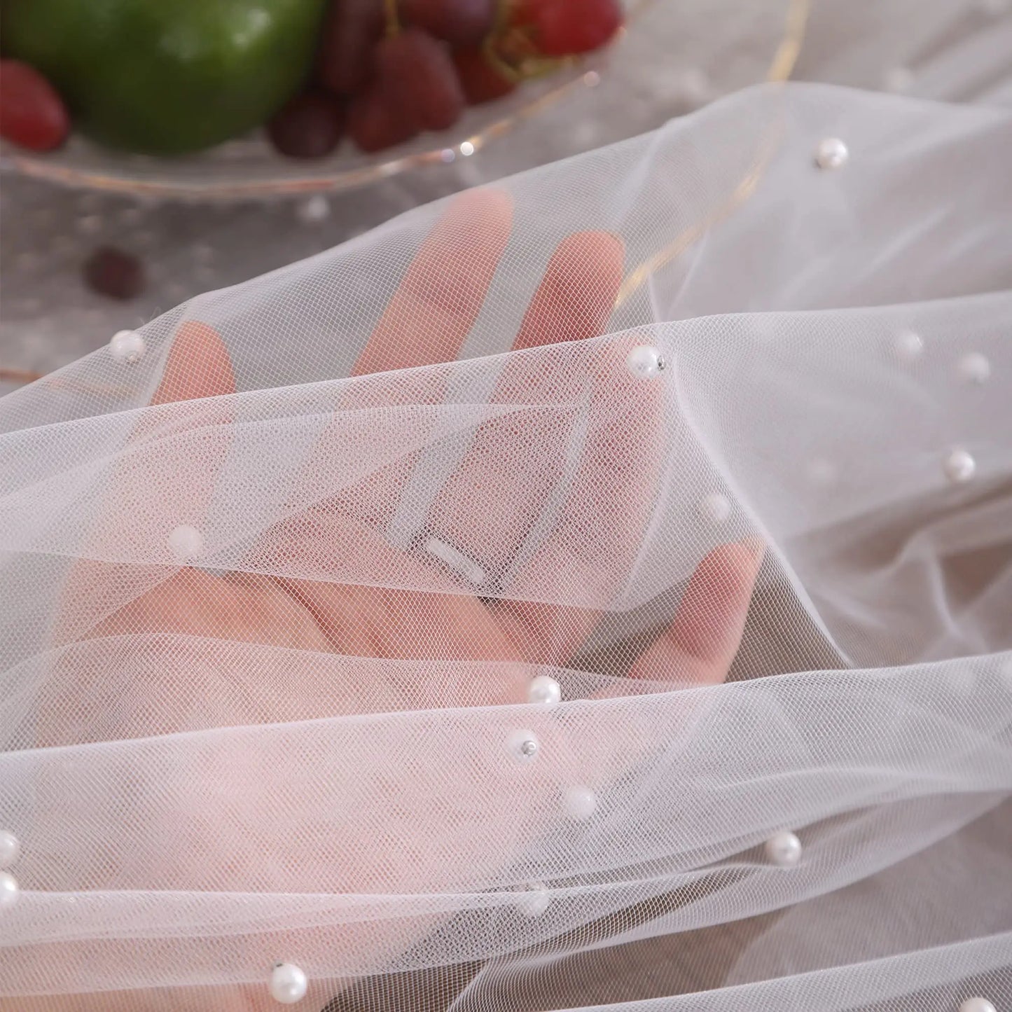 Pearl Semi-Sheer Gauze Table Runner