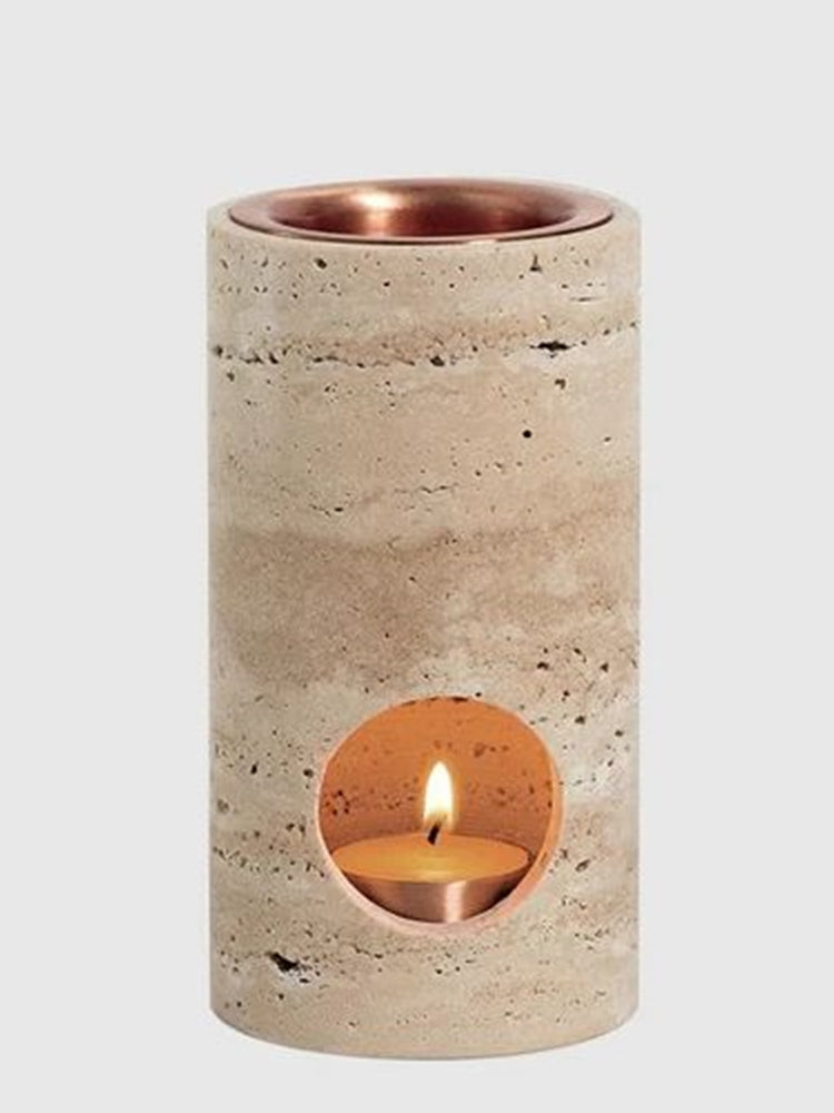 Turkish Travertine Stone Cylinder Essential Oil Burner