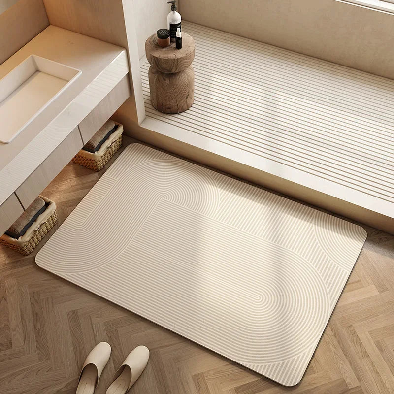 Absorbent cream beige stripe mat