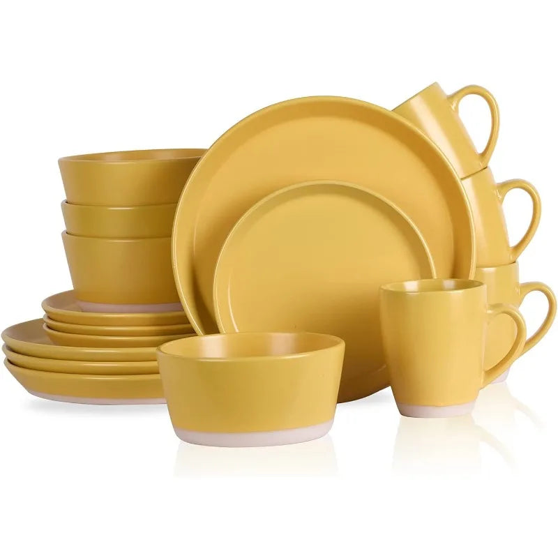 Stoneware 16-Piece Modern Dinnerware Set
