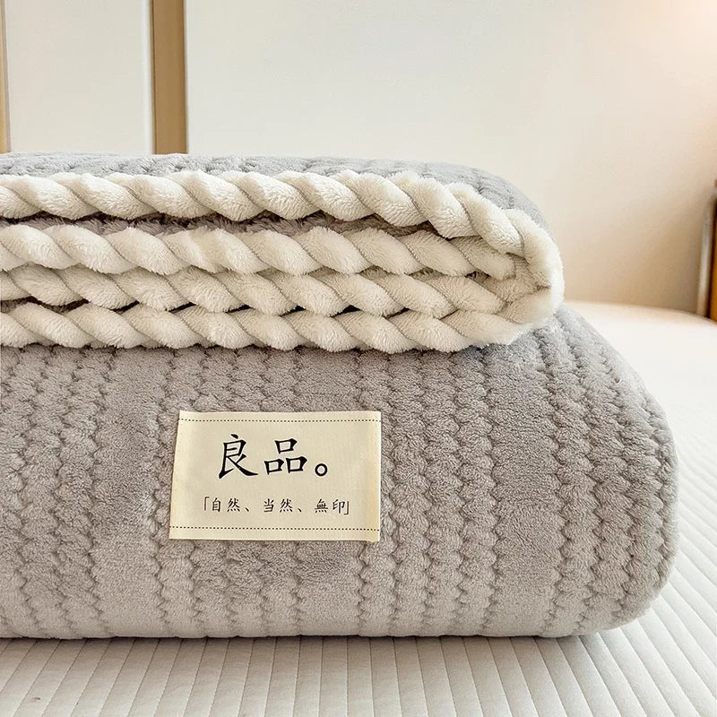 Solid Striped Throw Blanket