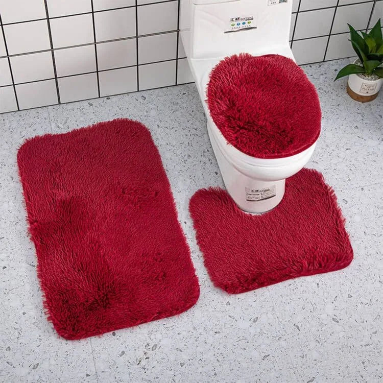 Soft 3 piece bathroom mat set