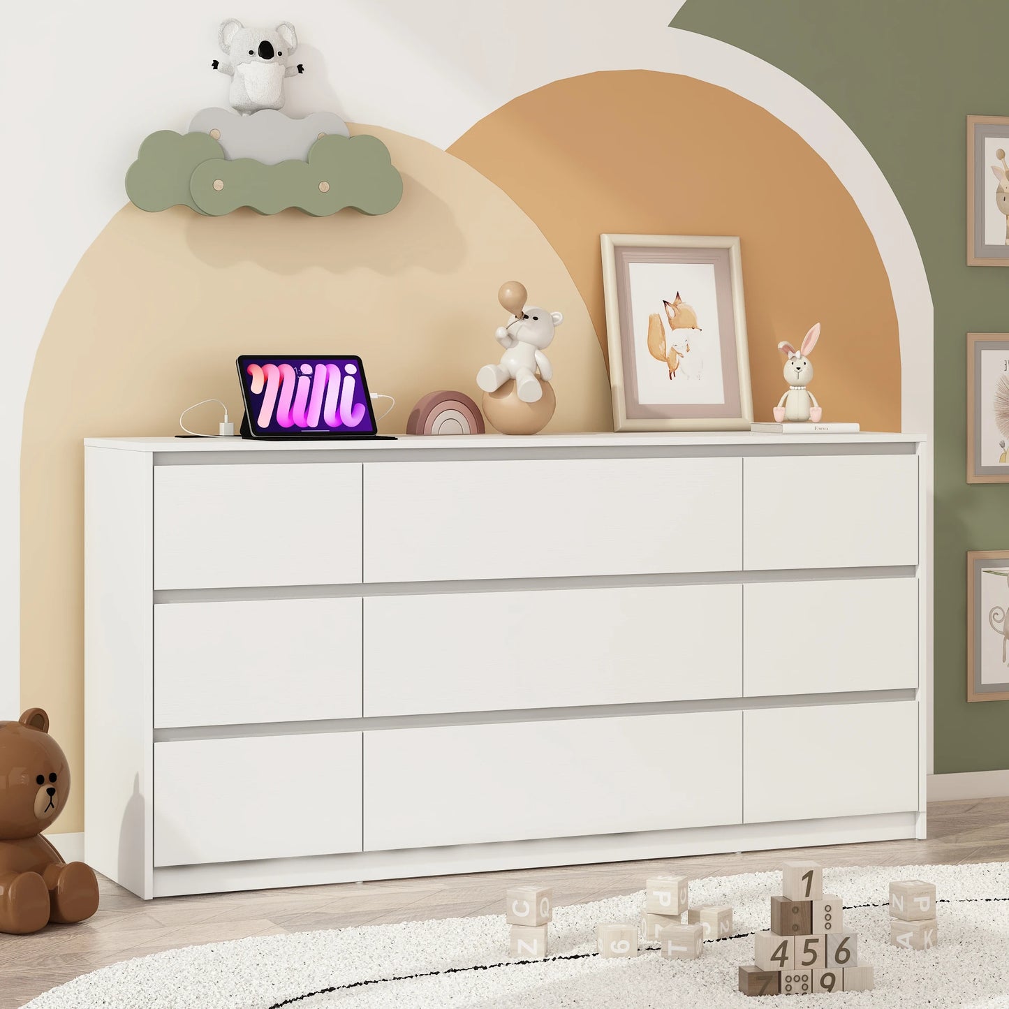 9 Drawer Dresser with Power Outlet