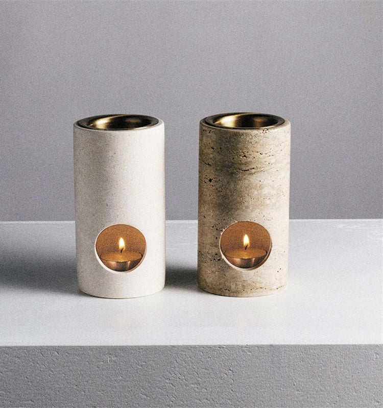 Turkish Travertine Stone Cylinder Essential Oil Burner