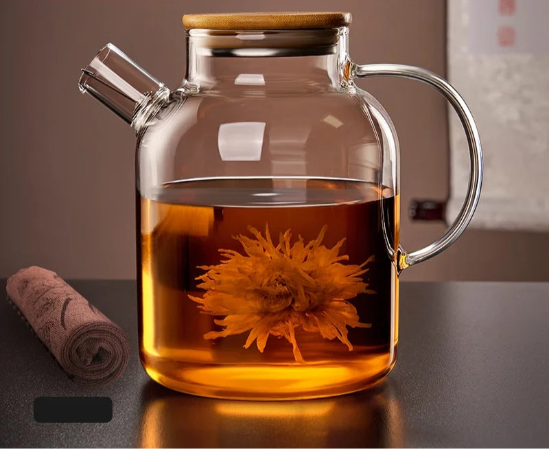 Transparent glass teapot