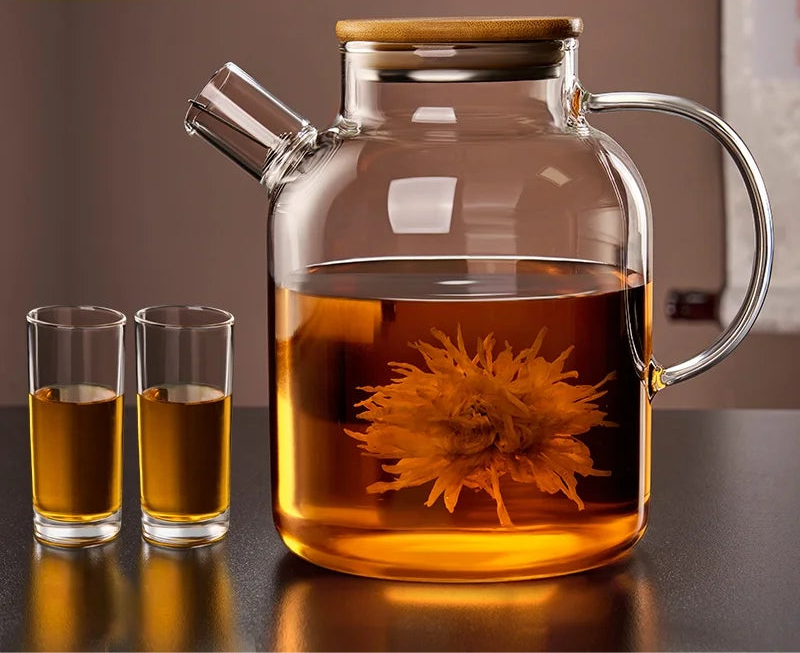 Transparent glass teapot