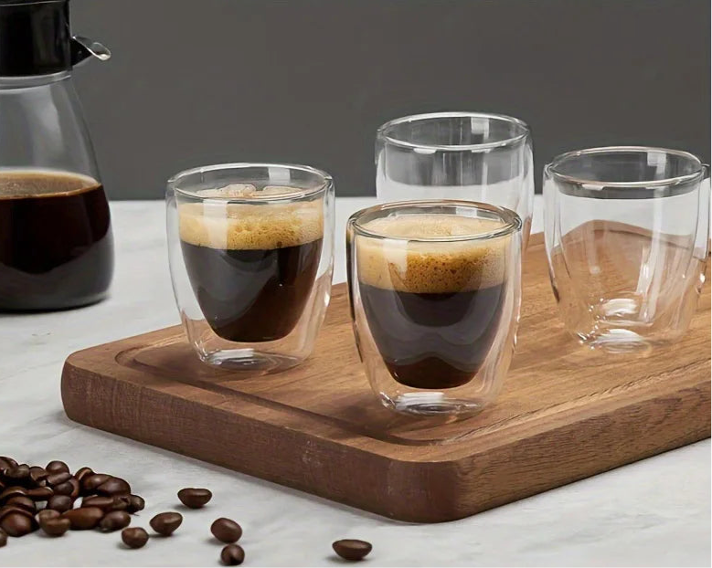 Double wall glass cup set