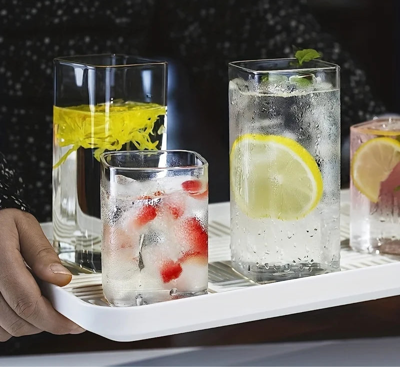 Thin squared mock tail glass set