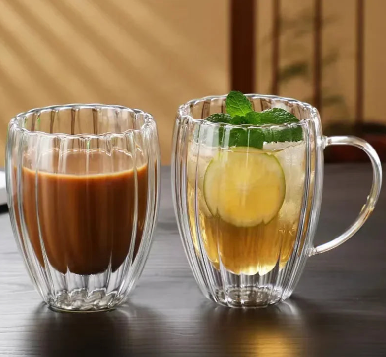 Double wall glass cup