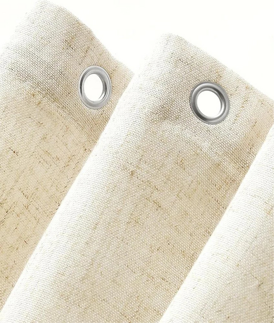 Thick faux linen shower curtain