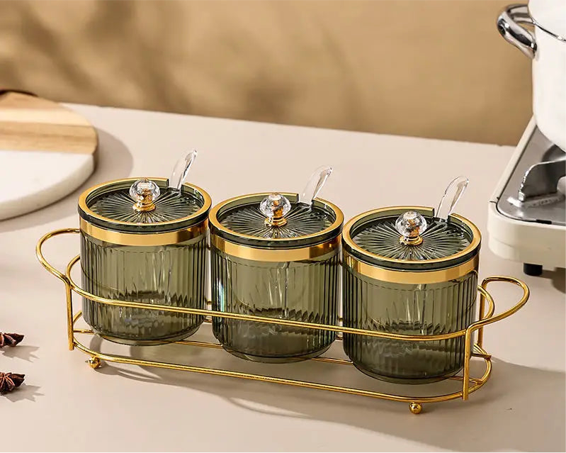 Transparent spice jar set