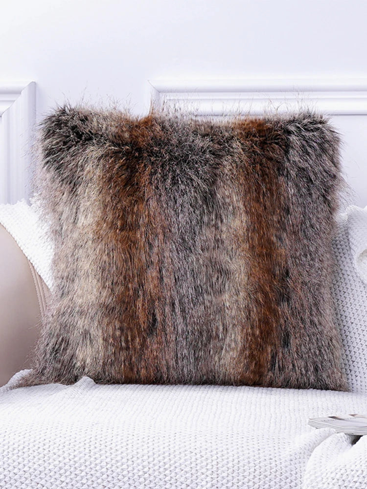 Fluffy faux throw cushion cover