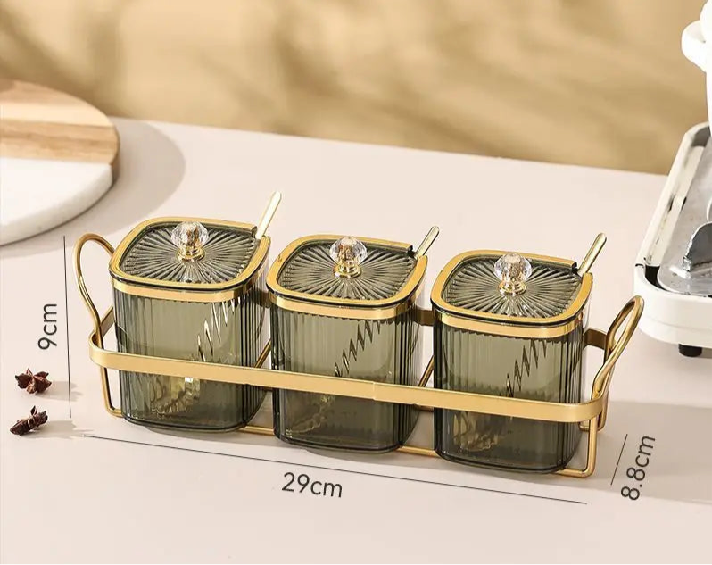 Transparent spice jar set