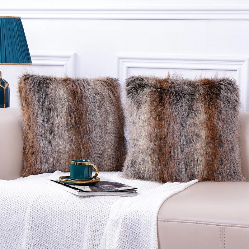 Fluffy faux throw cushion cover