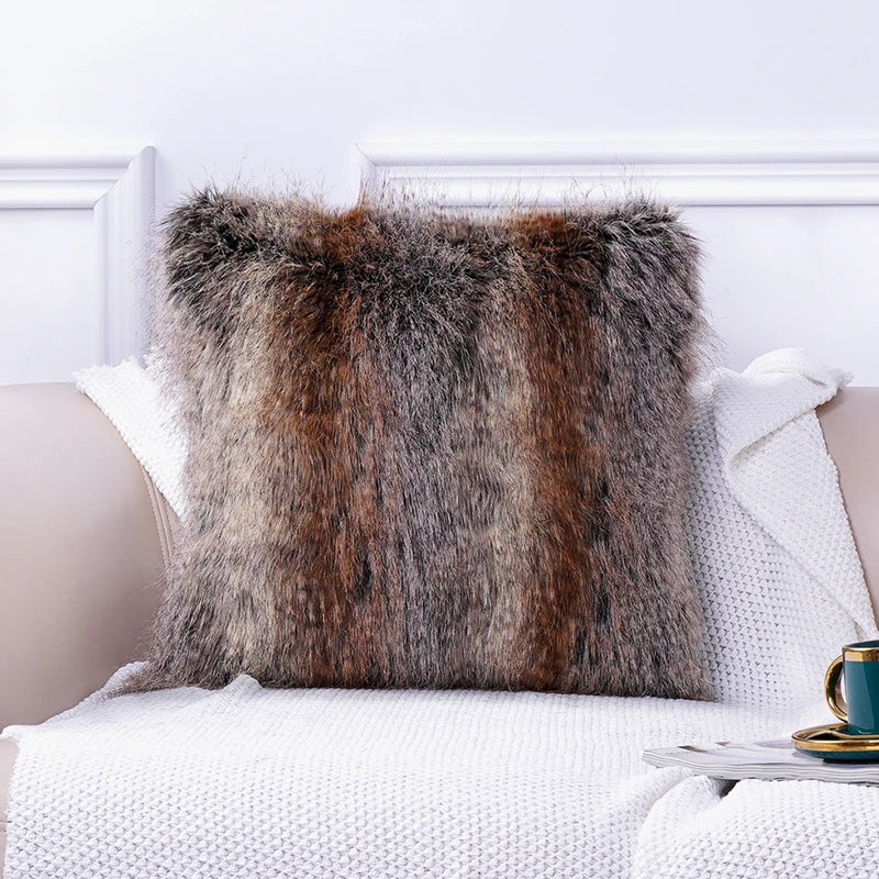 Fluffy faux throw cushion cover