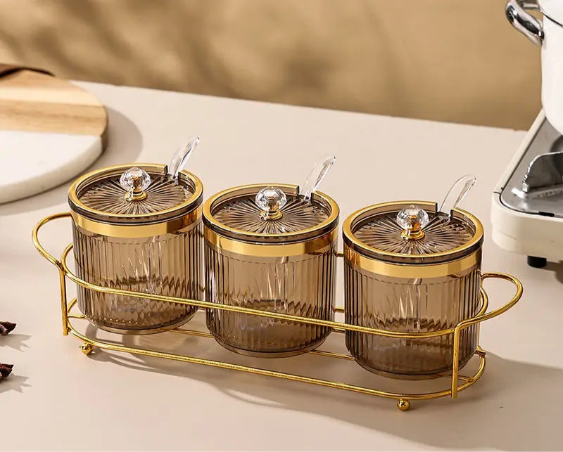 Transparent spice jar set