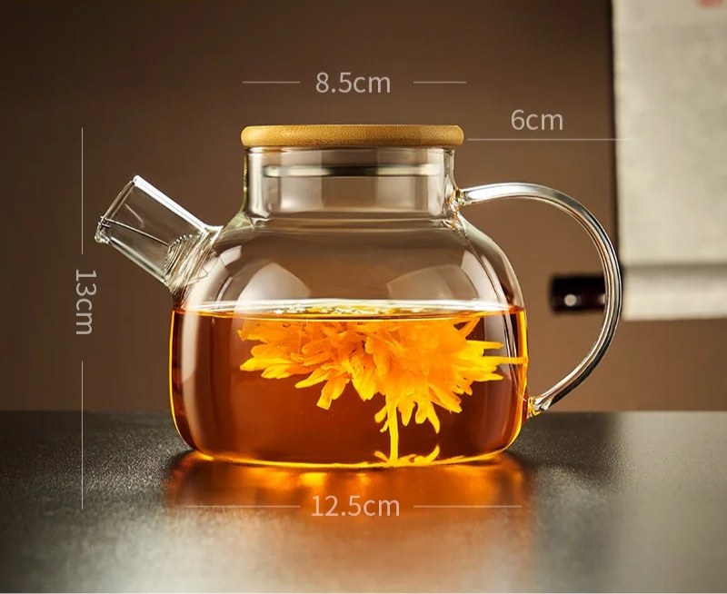 Transparent glass teapot