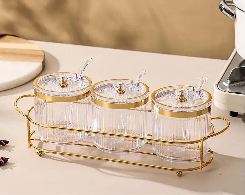 Transparent spice jar set